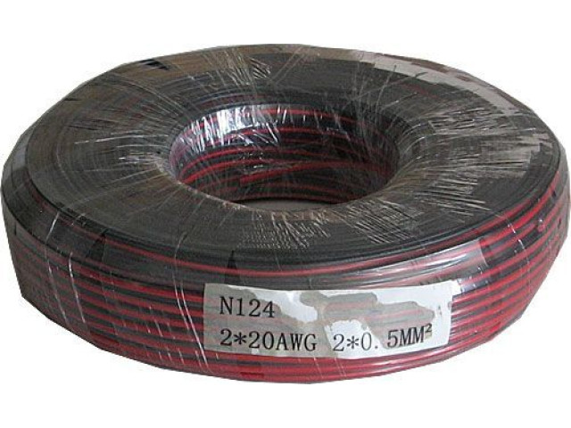 Dvojlinka 2x0,5mm2 20AWG červeno-čierna, balenie 100m