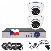 4CH 5MPx AHD kamerový set EONBOOM 2D CCTV s DVR s LAN a 2x vonkajšia dome kamera