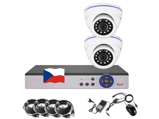 4CH 5MPx AHD kamerový set EONBOOM 2D CCTV s DVR s LAN a 2x vonkajšia dome kamera