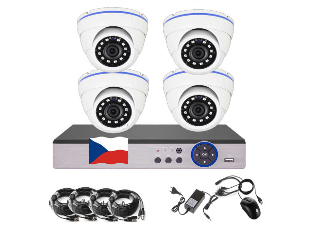 4CH 5MPx AHD kamerový set EONBOOM 4D CCTV s DVR s LAN a 4x vonkajšia dome kamera