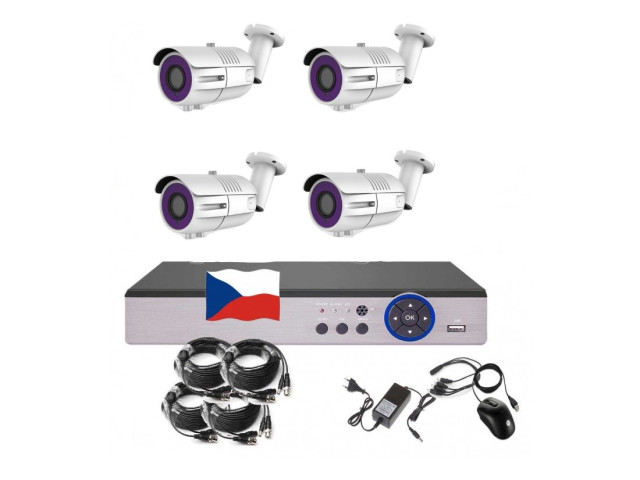 4CH 5MPx AHD kamerový set CCTV EONBOOM VR4B - DVR s LAN a 4x vonkajšia bullet kamera