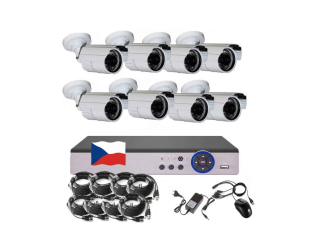 8CH 5MPx AHD kamerový set CCTV EONBOOM 8B - DVR s LAN a 8x vonkajšia bullet kamera