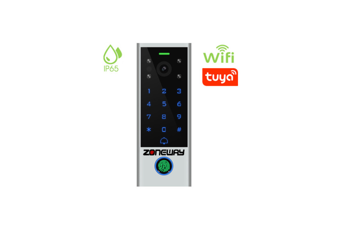 2MP WIFI P2P TUYA video zvonček s klávesnicou, RFID a biometrickou čítačkou | ZONEWAY V3-F