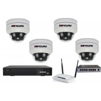 5MPx PTZ kamerový IP POE set - 4x MINI PTZ NVR 3016, router, POE switch 4 + 1| ZONEWAY 4-PTZ4XC50+3016