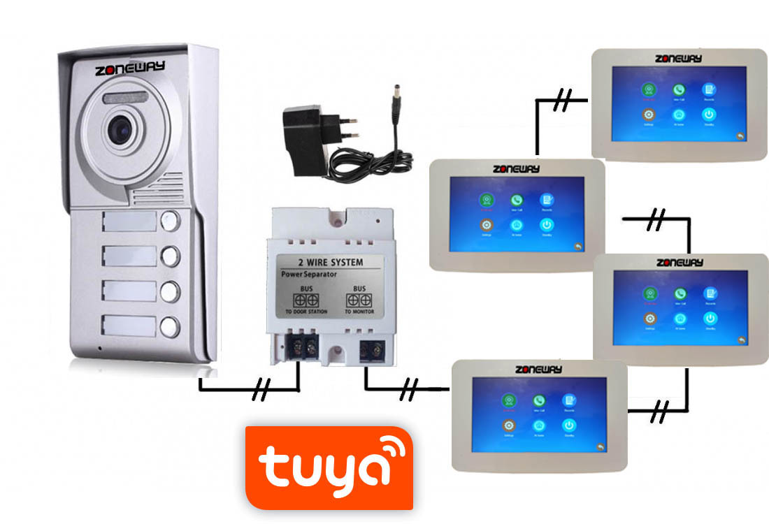 Set WIFI P2P TUYA videozvončeka | ZONEWAY ZW-777 + ZW-702-4
