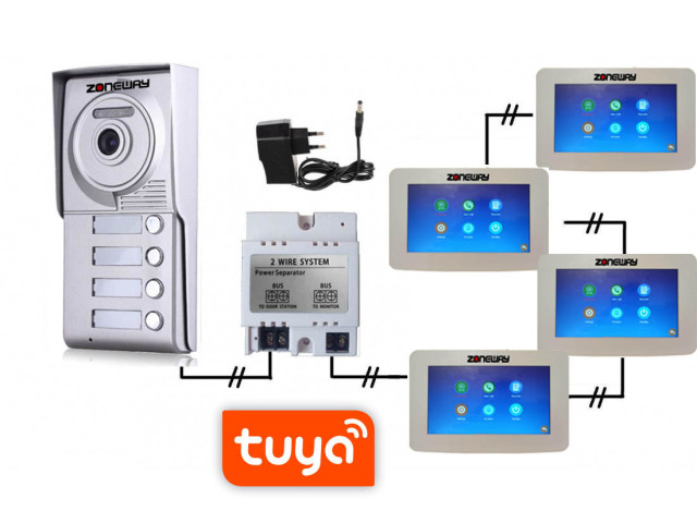 Set WIFI P2P TUYA videozvončeka | ZONEWAY ZW-777 + ZW-702-4