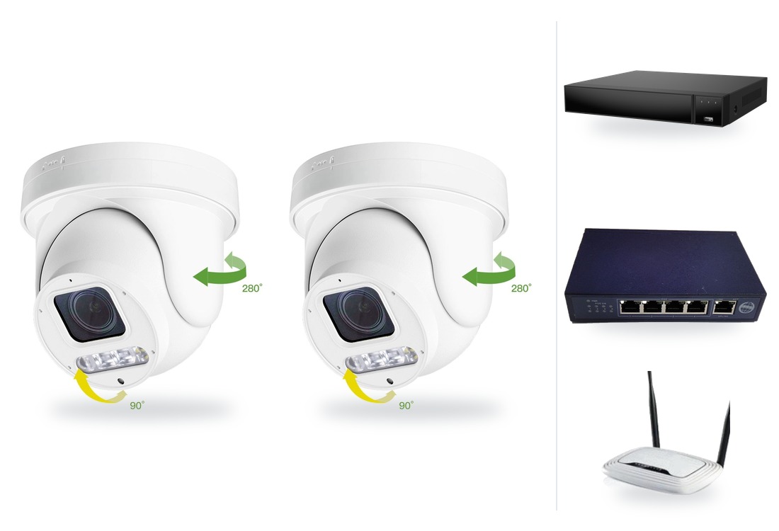 Kamerový set 2x mini PTZ HICO X4D-M6S s rekordérom NVR3016, PoE switchom a routerom Kamerový set 2x mini PTZ HICO X4D-M6S s rekordérom NVR3016, PoE switchom a routerom – ilustračná foto